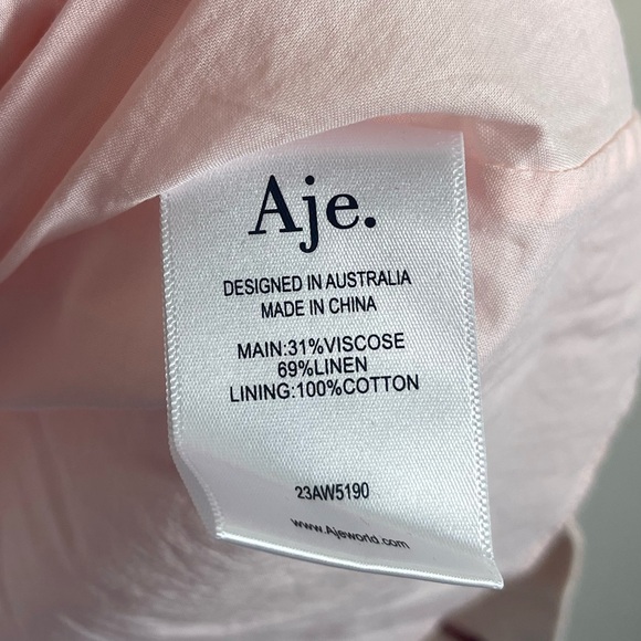 Aje. Amelia Long Sleeve Plunge Mini Dress Abstract Pink Size 8 - Picture 11 of 13